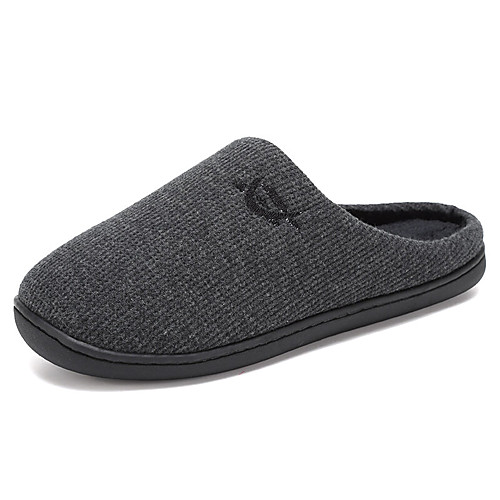 

men comfy knitted fabric non slip soft warm home cotton slippers