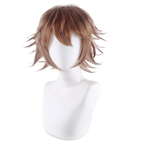 

Cosplay Wig Fuji Saki Chihiro Dangan Ronpa Curly Layered Haircut Wig Short Brown Synthetic Hair 16 inch Women's Anime Cosplay Brown