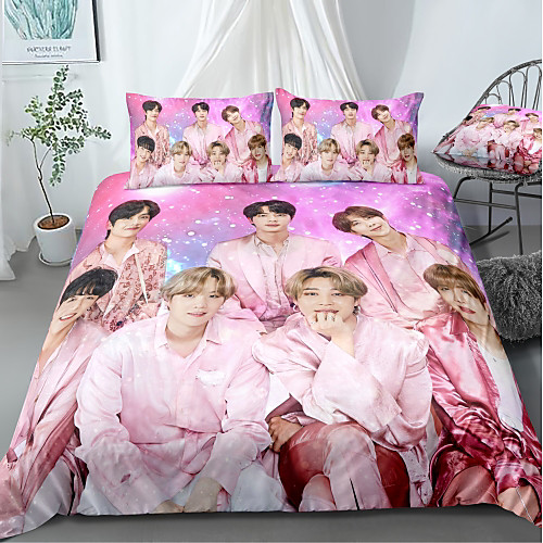 

BTS Series 3-Piece Duvet Cover Set Hotel Bedding Sets Comforter Cover with Soft Lightweight Microfiber For Holiday Decoration(Include 1 Duvet Cover and 1or 2 Pillowcases)