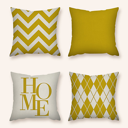 

Cushion Cover 4PC Linen Soft Decorative Square Throw Pillow Cover Cushion Case Pillowcase for Sofa Bedroom 45 x 45 cm (18 x 18 Inch) Superior Quality Machine Washable