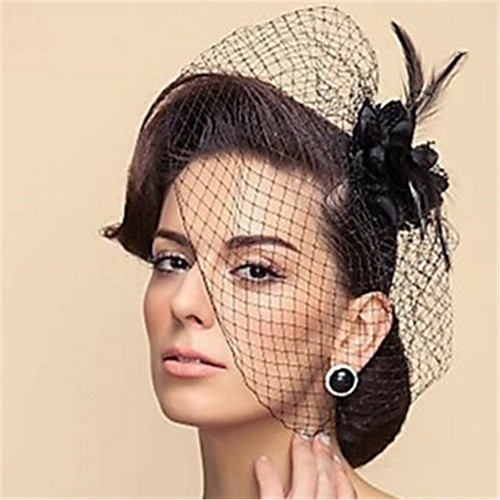 

Net / Fabrics Flowers / Headpiece with Feather / Flower 1 Piece Wedding Headpiece