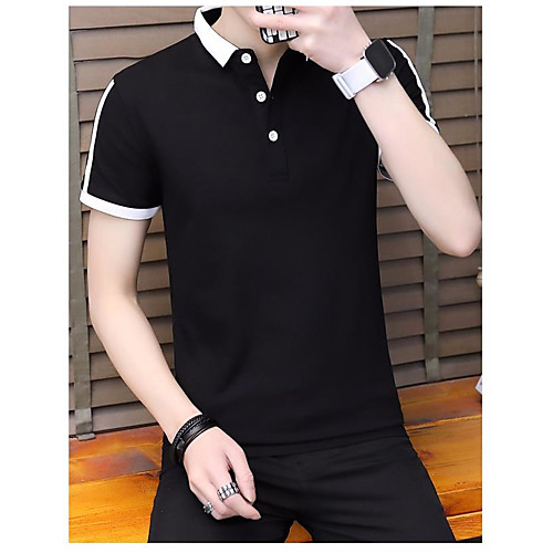 

Men's Polo non-printing Solid Colored Short Sleeve Daily Tops White Black Blue
