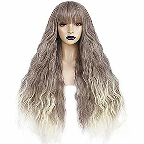 

anogol hair caplong body wave wigs ombre synthetic wigs with end blonde wig with bangs for lolita wigs