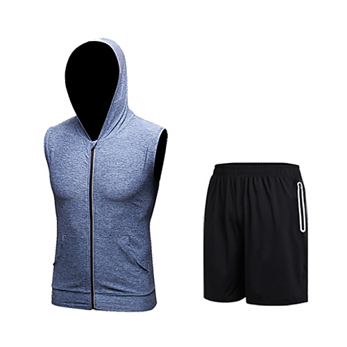 

Men's 2 Piece Patchwork Tracksuit Activewear Set Athletic Sleeveless 2pcs Front Zipper Breathable Quick Dry Moisture Wicking Fitness Gym Workout Running Walking Jogging Sportswear Normal Outfit Set