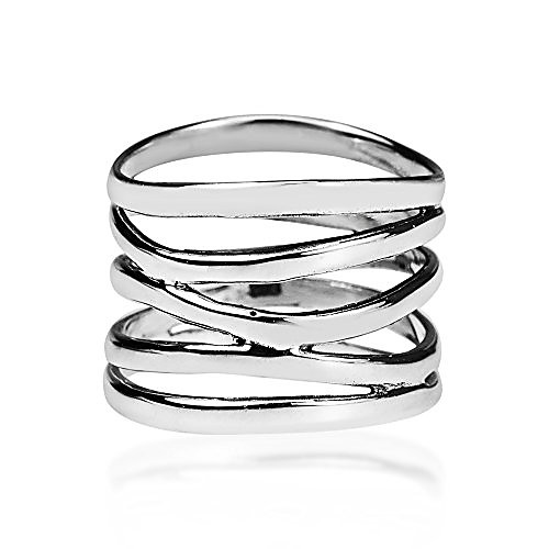 

wide five band coil wrap .925 sterling silver ring (6)