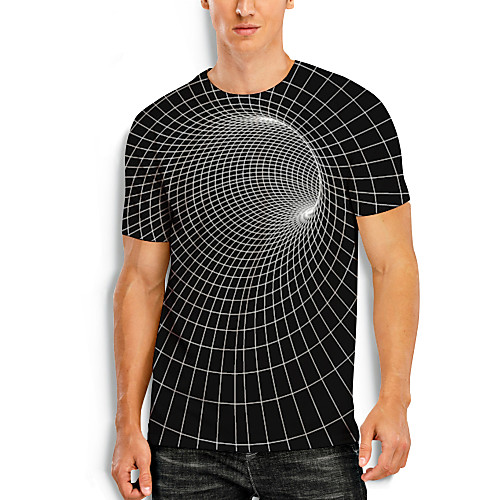 

Men's T shirt 3D Print Graphic Optical Illusion 3D Print Short Sleeve Daily Tops Black / White
