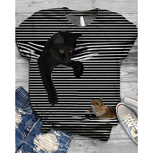 

Women's Plus Size Print Animal T shirt Large Size Round Neck Short Sleeve Christmas Tops Big Size