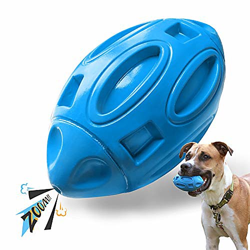 

squeaky dog toys for aggressive chewers: rubber puppy chew ball with squeaker, almost indestructible and durable pet toy for medium and large breed