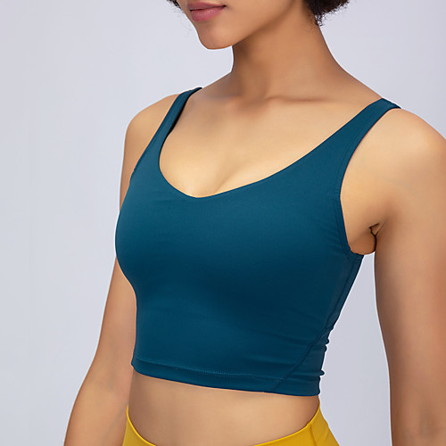 

Women's Sports Bra Medium Support Cropped Removable Pad Fashion Black Dark Gray Green Gray Nylon Spandex Yoga Fitness Gym Workout Bra Top Sport Activewear Lightweight Breathable Comfortable Freedom
