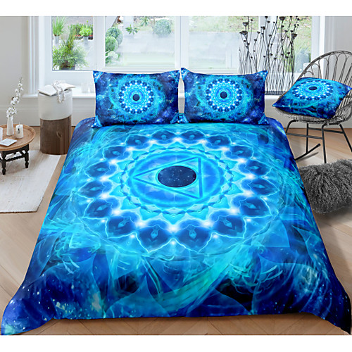 

Mandala Pattern 3-Piece Duvet Cover Set Hotel Bedding Sets Comforter Cover with Soft Lightweight Microfiber, Include 1 Duvet Cover, 2 Pillowcases for Double/Queen/King(1 Pillowcase for Twin/Single)