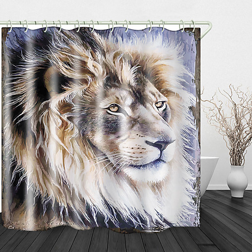 

Painting Lion Print Waterproof Fabric Shower Curtain For Bathroom Home Decor Covered Bathtub Curtains Liner Includes With Hooks