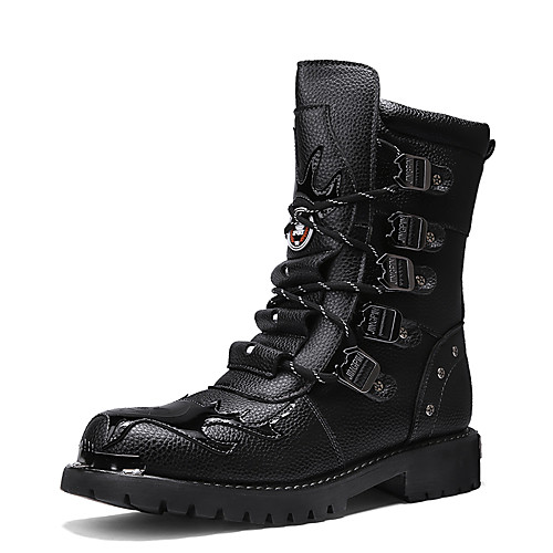 

Men's Boots Business Vintage Classic Daily Outdoor PU Breathable Non-slipping Wear Proof Black Fall Winter