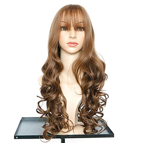 

womens wig, fashion popular ladies girls 90cm long wavy curly hair cosplay costume party full natural hair wigs (yellow)