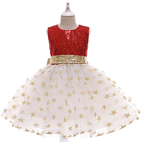 

Princess Flapper Dress Dress Party Costume Girls' Movie Cosplay Cosplay Costume Party Golden Red Dress Christmas Children's Day New Year Polyester Organza