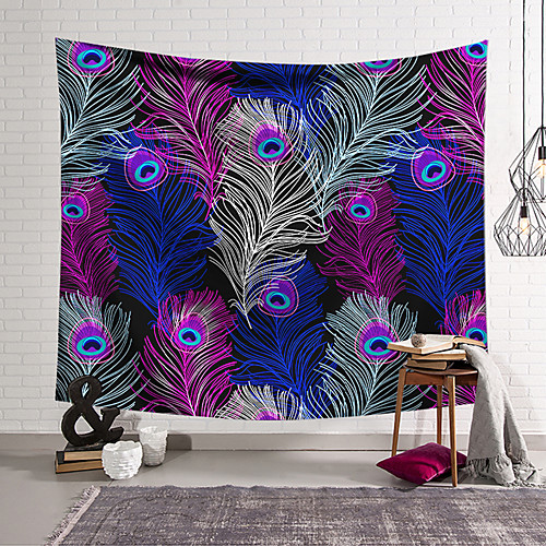 

Wall Tapestry Art Deco Blanket Curtain Hanging Home Bedroom Living Room Dormitory Decoration Polyester Fiber Colored Peacock Feather