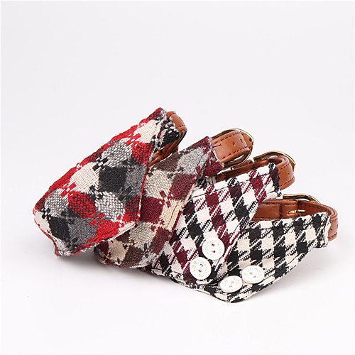 

Dog Collar Tie / Bow Tie Adjustable Retractable Durable Outdoor Walking Plaid / Check Classic Nylon Small Dog Medium Dog White Black Red Brown 1pc