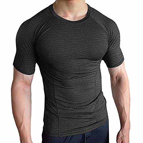 

men's workout t shirts breathable mesh athletic gym quick dry training top(black/s)