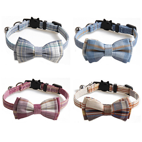 

Dog Cat Collar Tie / Bow Tie Adjustable Retractable Durable Outdoor Walking Plaid / Check Classic Bowknot Nylon Baby Pet Small Dog Yellow Blue Pink Light Blue 1pc