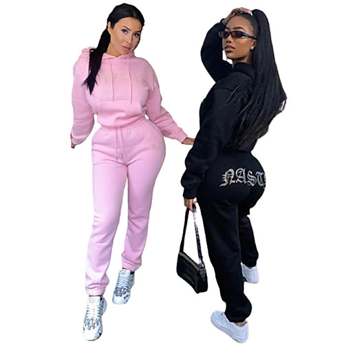 

Women's 2 Piece Tracksuit Sweatsuit Street Casual Long Sleeve 2pcs Winter Fleece Thermal Warm Breathable Soft Fitness Gym Workout Running Active Training Exercise Sportswear Normal Outfit Set