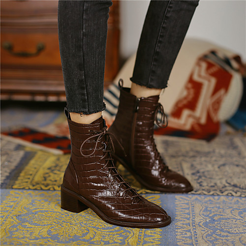 

Women's Boots Chunky Heel Pointed Toe Daily PU Synthetics Black Brown