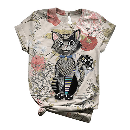 

Women's Plus Size Print Animal T shirt Large Size Round Neck Short Sleeve Tops Big Size