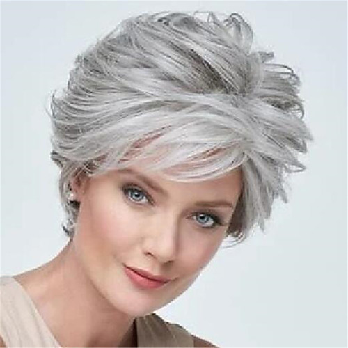 

Synthetic Wig Curly Pixie Cut Wig Short Grey Synthetic Hair Women's Soft Comfy Dark Gray