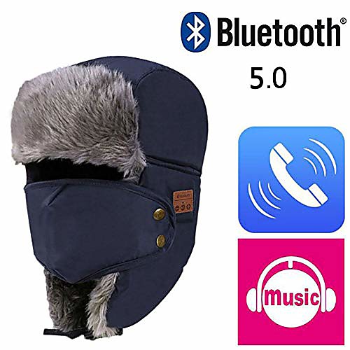 

ibaste bluetooth hunting hat, trooper trapper hat built-in hd stereo speakers & microphone rechargeable usb winter fitness outdoor sports