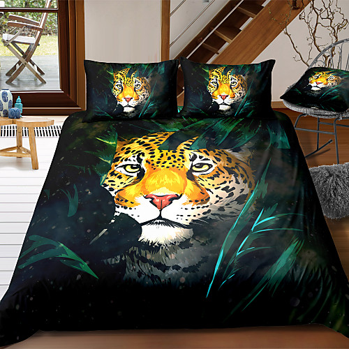 

3D Tiger Print 3-Piece Duvet Cover Set Hotel Bedding Sets Comforter Cover with Soft Lightweight Microfiber For Holiday Decoration(Include 1 Duvet Cover and 1or 2 Pillowcases)