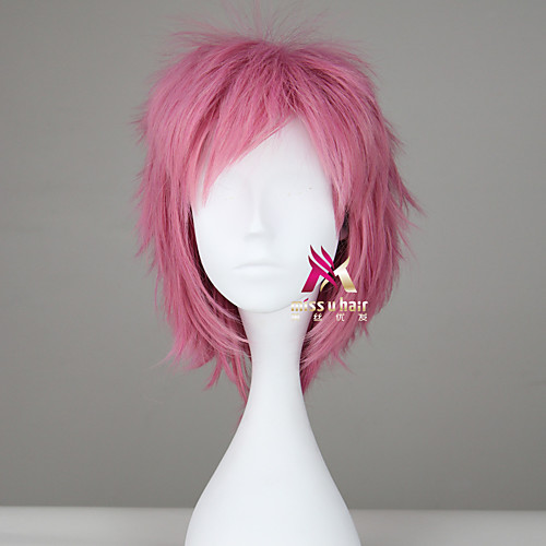 

Synthetic Wig The Prince of Tennis Curly Asymmetrical Wig Short Pink Synthetic Hair 14 inch Men's Cool Fluffy Pink