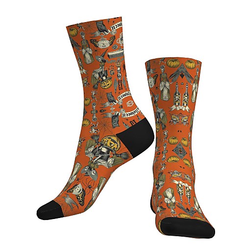

Crew Socks Compression Socks Calf Socks Athletic Sports Socks Cycling Socks Women's Men's Bike / Cycling Lightweight Breathable Anatomic Design 1 Pair Graphic Halloween Skull Cotton Orange S M L