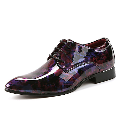 

Men's Oxfords Business British Daily Party & Evening Walking Shoes PU Breathable Non-slipping Wear Proof Fuchsia Blue Color Block Fall Spring