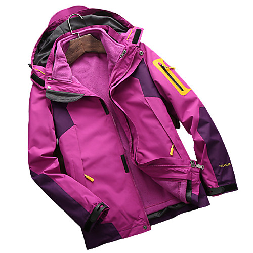 

Women's Hiking 3-in-1 Jackets Winter Outdoor Patchwork Waterproof Fleece Lining Warm Ventilation Jacket Fishing Climbing Camping / Hiking / Caving White Red Dark Purple Fuchsia Pink