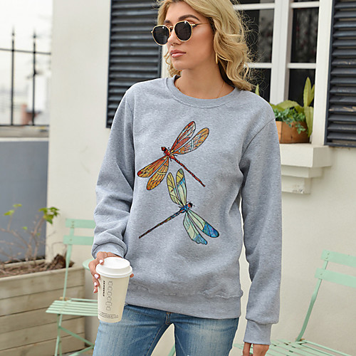 

Women's Pullover Sweatshirt Letter Print Daily Casual Hoodies Sweatshirts Loose White Black Red / Fleece Lining