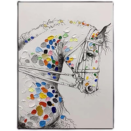 

100% Hand-Painted Contemporary Art Oil Painting On Canvas Modern Paintings Home Interior Decor Abstract Horse Art Painting Large Canvas Art(Rolled Canvas without Frame)
