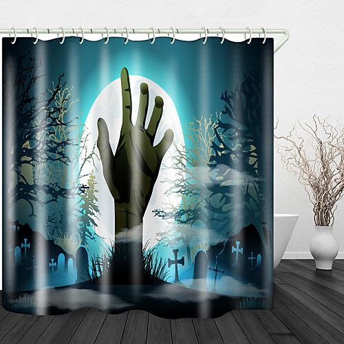 

Halloween Horror Background Print Waterproof Fabric Shower Curtain for Bathroom Home Decor Covered Bathtub Curtains Liner Includes with Hooks
