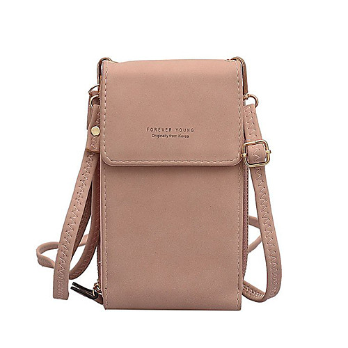 

Women's Bags PU Leather Mobile Phone Bag Messenger Bag Buttons Daily Outdoor Baguette Bag MessengerBag Blushing Pink Khaki Green Brown