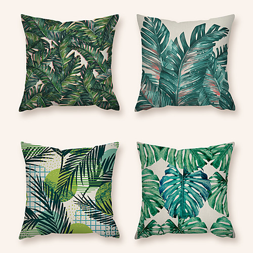 

Cushion Cover 4PC Linen Soft Decorative Square Throw Pillow Cover Cushion Case Pillowcase for Sofa Bedroom 45 x 45 cm (18 x 18 Inch) Superior Quality Machine Washable
