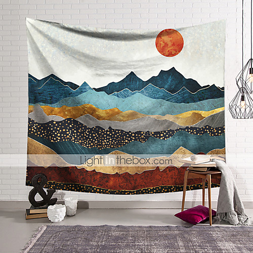 

Wall Tapestry Art Decor Blanket Curtain Hanging Home Bedroom Living Room Decoration Polyester Abstract Mountains Sunrise Sunset Oil Painting Pattern