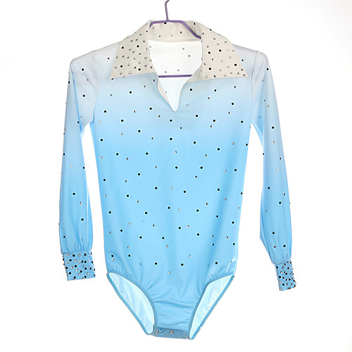 

Figure Skating Top Men's Boys' Ice Skating Top Blue High Elasticity Training Competition Skating Wear Crystal / Rhinestone Long Sleeve Ice Skating Figure Skating / Kids