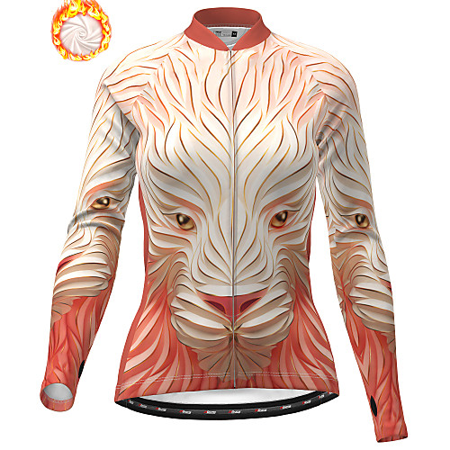 

21Grams Women's Long Sleeve Cycling Jacket Winter Fleece Pink Animal Bike Jacket Top Mountain Bike MTB Road Bike Cycling Thermal Warm Fleece Lining Breathable Sports Clothing Apparel / Stretchy