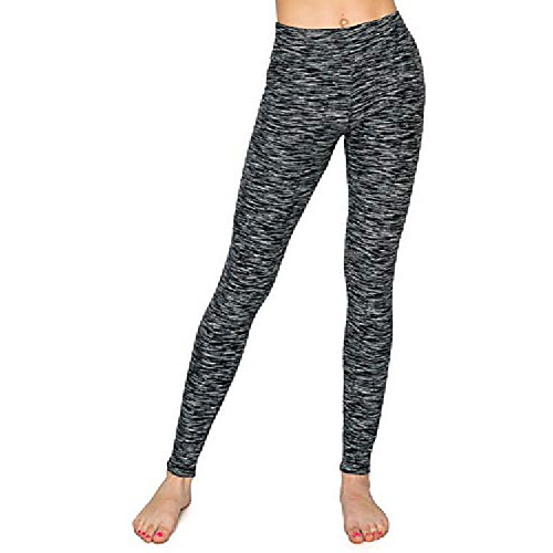 

women's high waist yoga leggings - premium soft stretch workout pants space dye black extra plus size