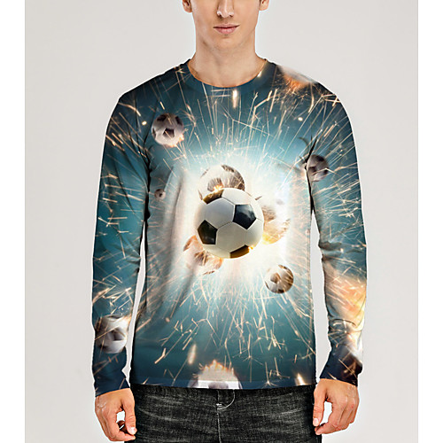 

Men's T shirt 3D Print Graphic 3D Print Long Sleeve Daily Tops White / Navy