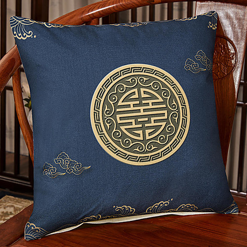 

New Chinese Style Linen Blended Retro Pillow Case Cover Living Room Bedroom Sofa Cushion Cover Modern Sample Room Cushion Cover