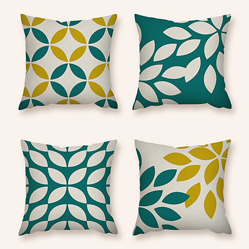 

Cushion Cover 4PC Linen Soft Decorative Square Throw Pillow Cover Cushion Case Pillowcase for Sofa Bedroom 45 x 45 cm (18 x 18 Inch) Superior Quality Machine Washable