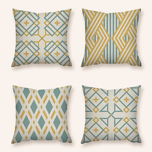 

Cushion Cover 4PC Linen Soft Decorative Square Throw Pillow Cover Cushion Case Pillowcase for Sofa Bedroom 45 x 45 cm (18 x 18 Inch) Superior Quality Machine Washable