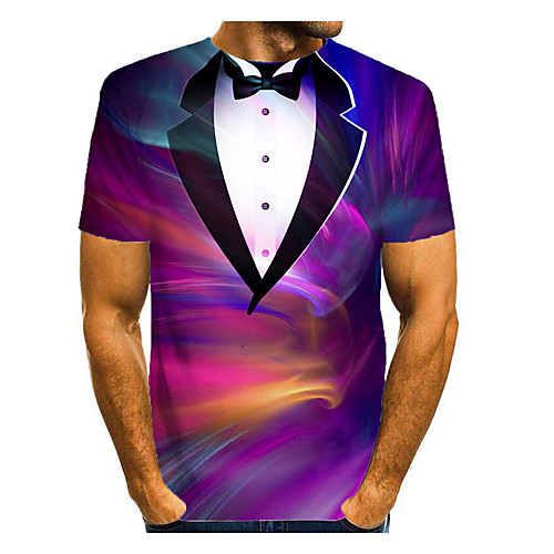 

Men's T shirt 3D Print Rainbow Graphic 3D Print Short Sleeve Daily Tops Rainbow