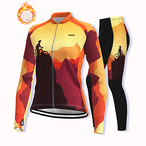 

21Grams Women's Long Sleeve Cycling Jacket with Pants Winter Fleece Spandex Burgundy Bike Fleece Lining Warm Sports Graphic Mountain Bike MTB Road Bike Cycling Clothing Apparel / Stretchy