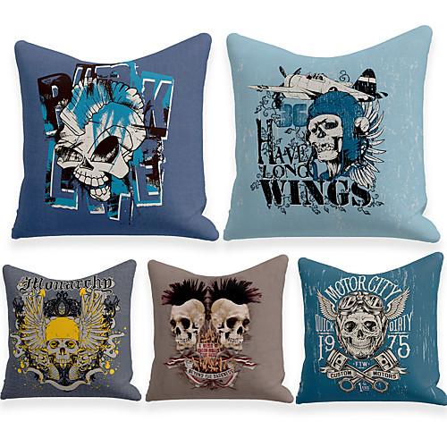 

Cushion Cover 5PC Linen Soft Decorative Square Throw Pillow Cover Cushion Case Pillowcase for Sofa Bedroom 45 x 45 cm (18 x 18 Inch) Superior Quality Machine Washable