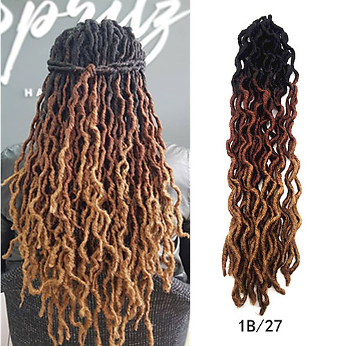 

Ombre Hair Weaves / Hair Bulk Pre-loop Crochet Braids Dreadlocks / Faux Locs Wavy Box Braids Black Multi-color Synthetic Hair Braiding Hair