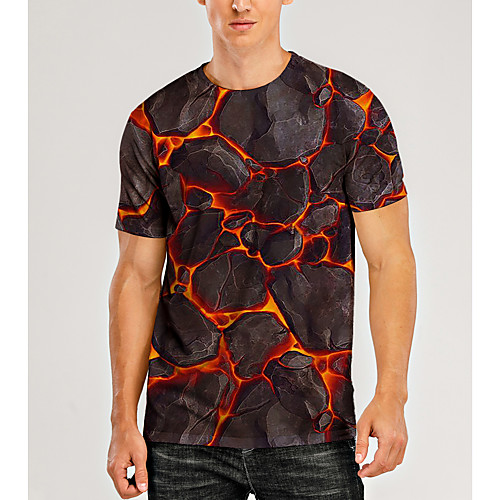 

Men's T shirt 3D Print Graphic 3D Print Short Sleeve Daily Tops Gray / Red